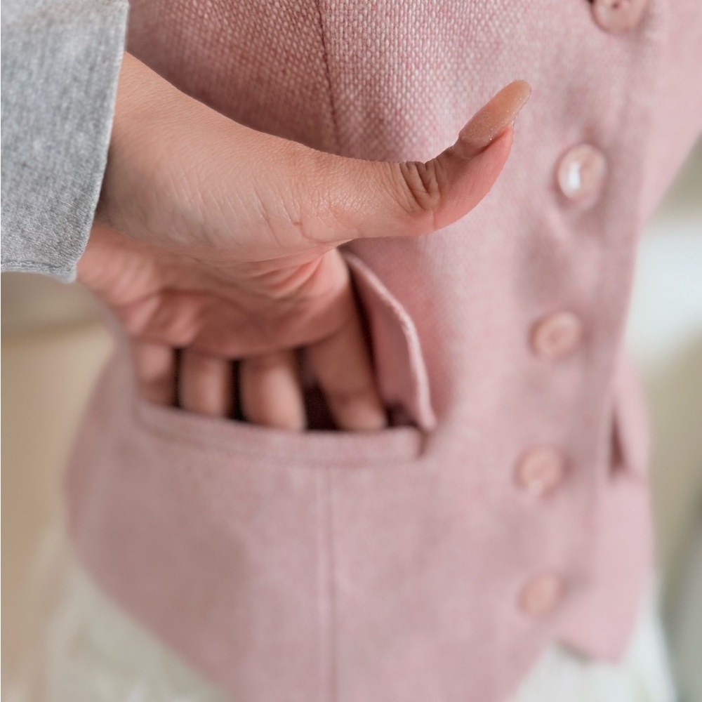 Together Blush Pink Tailored Vest Size 4 Wool Blend Button Front Coquette Chic - Picture 4 of 7